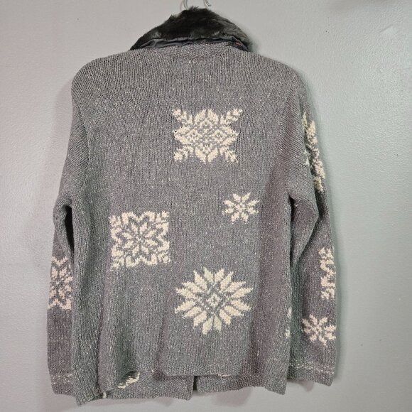 Vintage Sigrid Olsen Sport Knitted Petite Sweater Blue Grey Angora Wool Snowflak - Picture 2 of 7